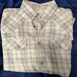 Brooks Brothers Beige and Navy Plaid Button-Down Shirt